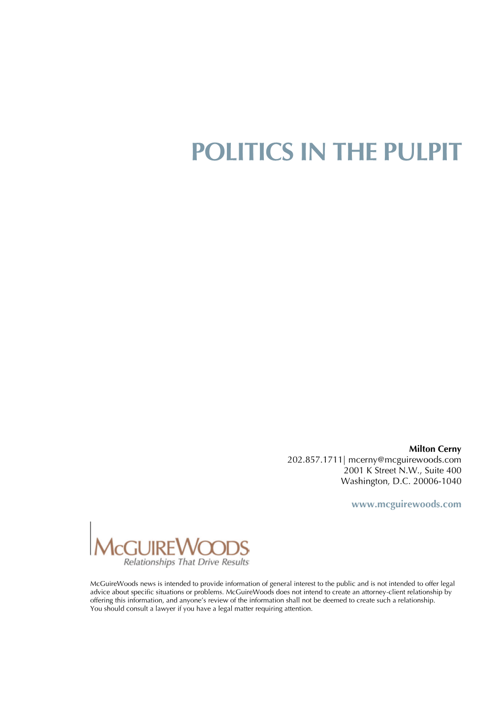 Politics in the Pulpit
