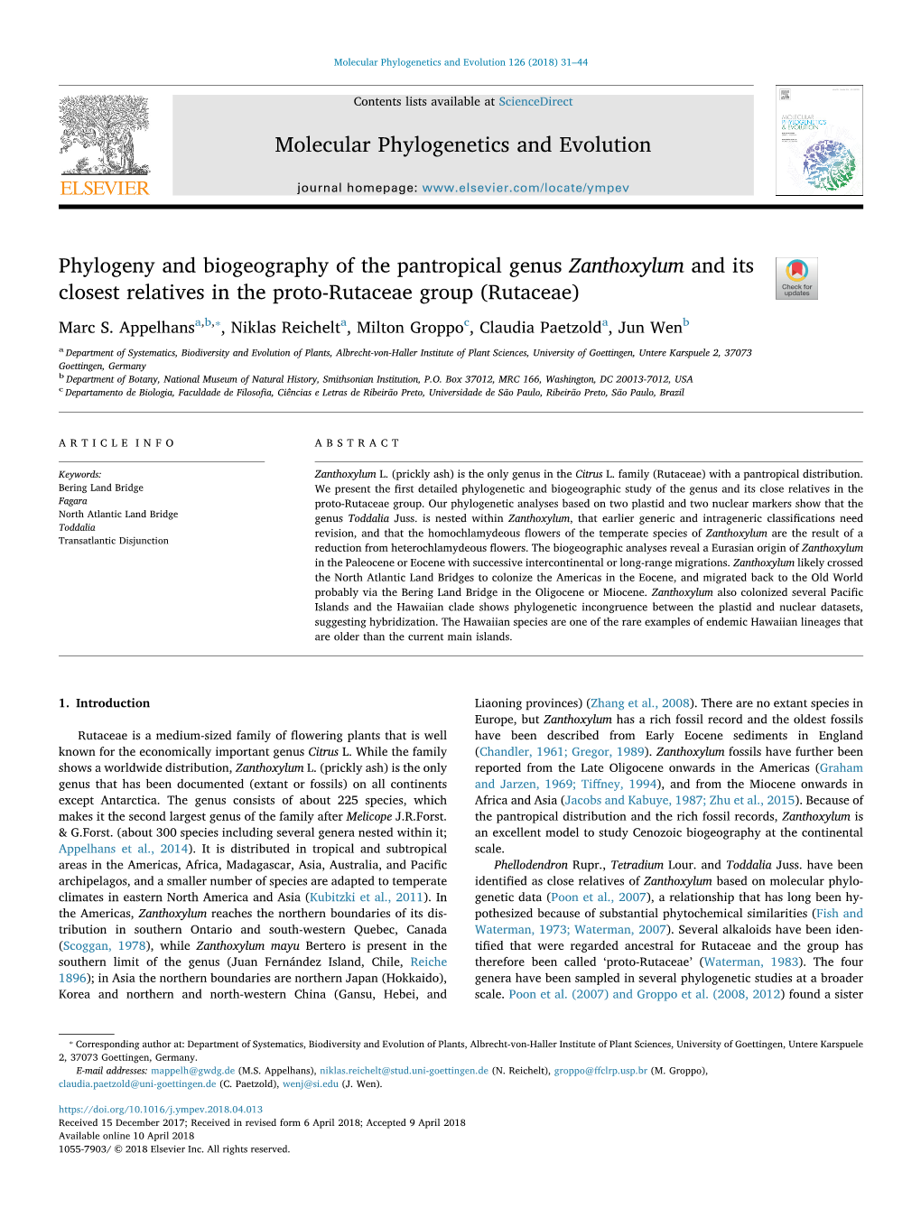 Appelhans Et Al Zanthoxylum