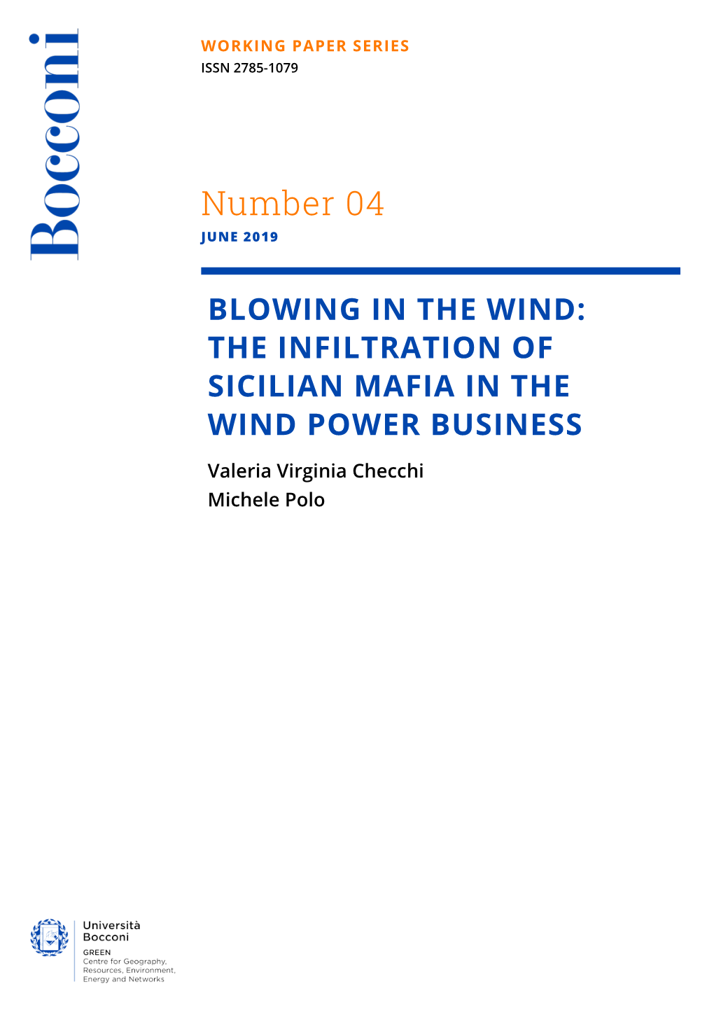 The Infiltration of Sicilian Mafia in the Wind Power Business