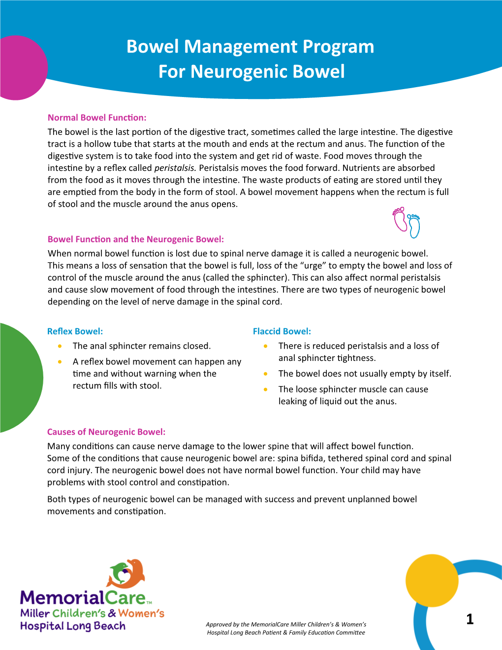 Bowel Management Program for Neurogenic Bowel