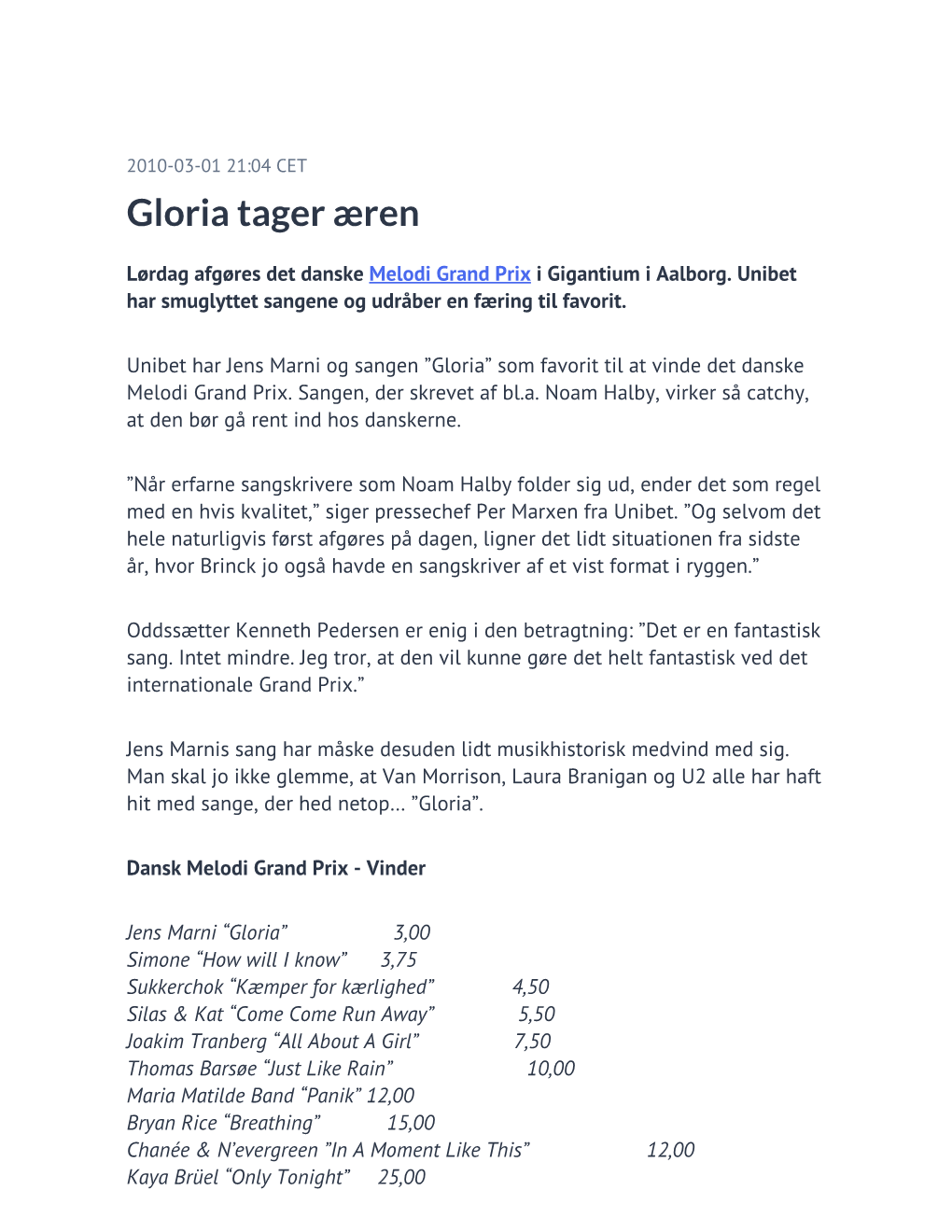 Gloria Tager Æren