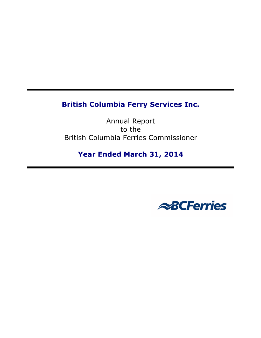 BC Ferries' Annual Report to the Commission