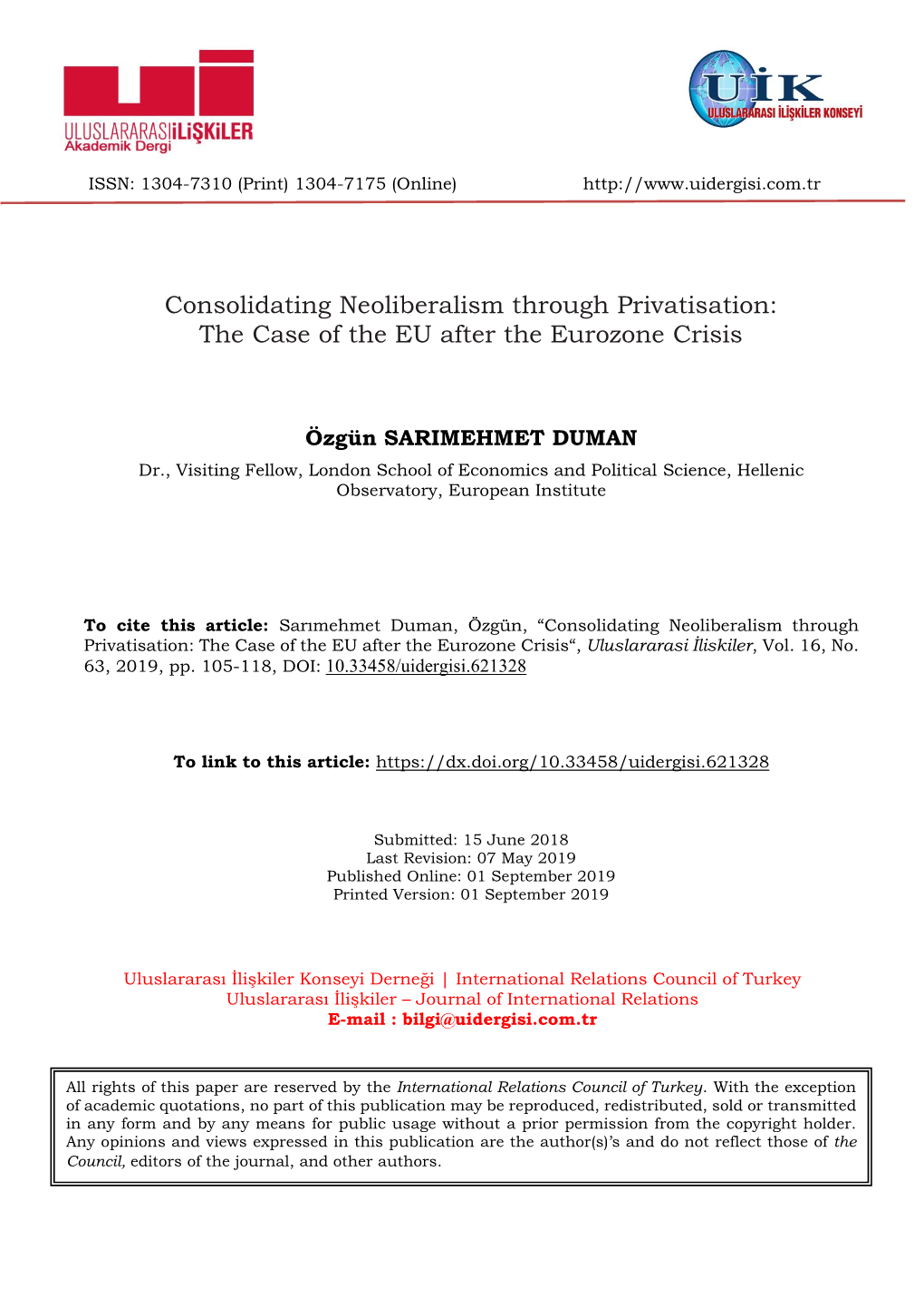 Consolidating Neoliberalism Through Privatisation: the Case of the EU After the Eurozone Crisis