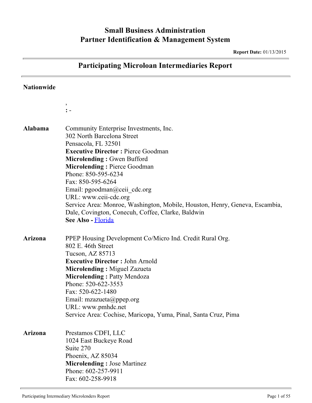 Small Business Administration Partner Identification & Management