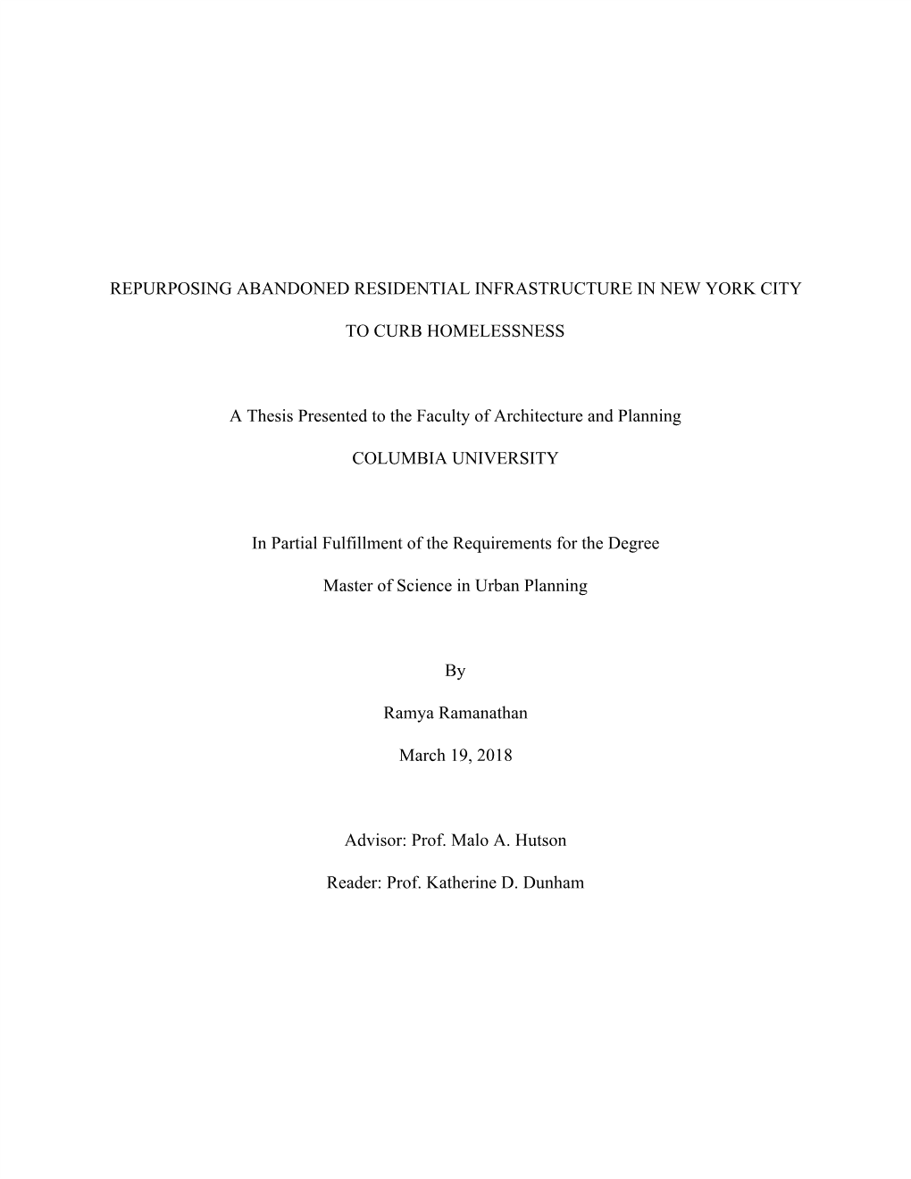 Repurposing Abandoned Residential Infrastructure in New York City