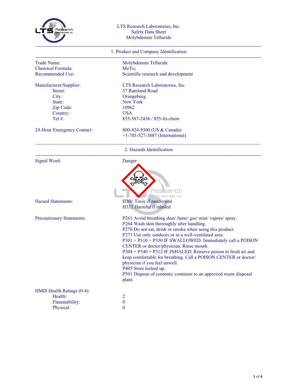 Material Safety Data Sheet