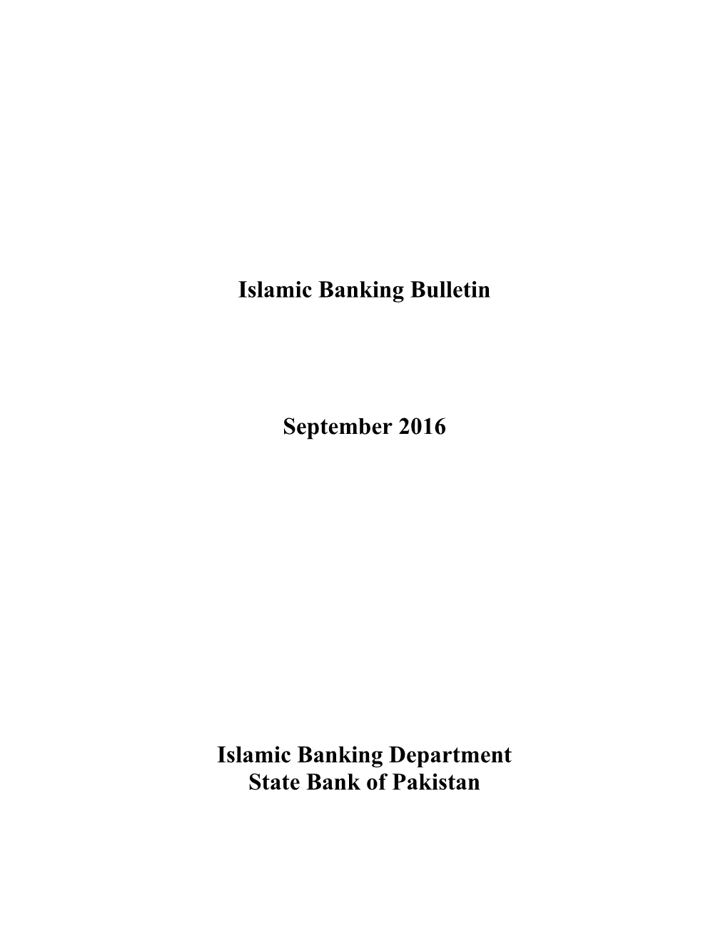 Islamic Banking Bulletin September 2016