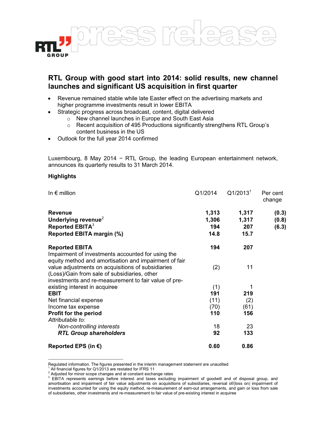 RTL Group Press Release