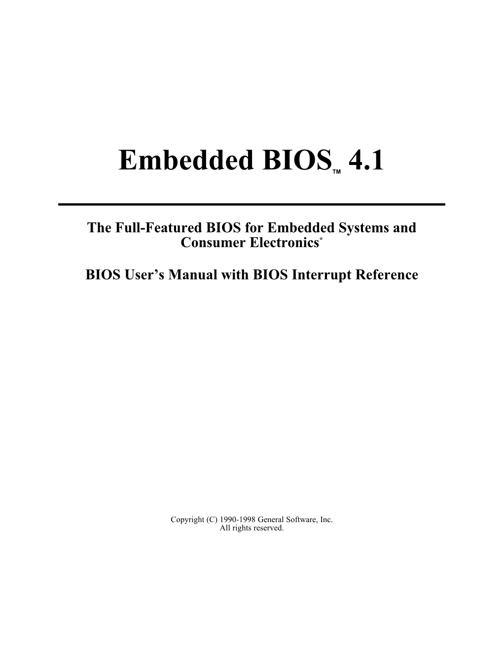 Embedded BIOS User's Manual