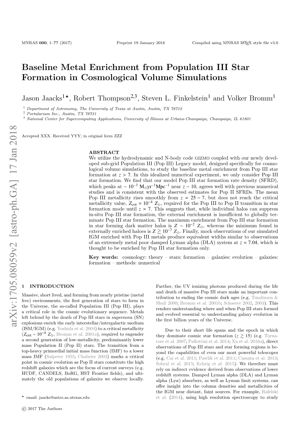 Baseline Metal Enrichment from Population III Star Formation in Cosmological Volume Simulations