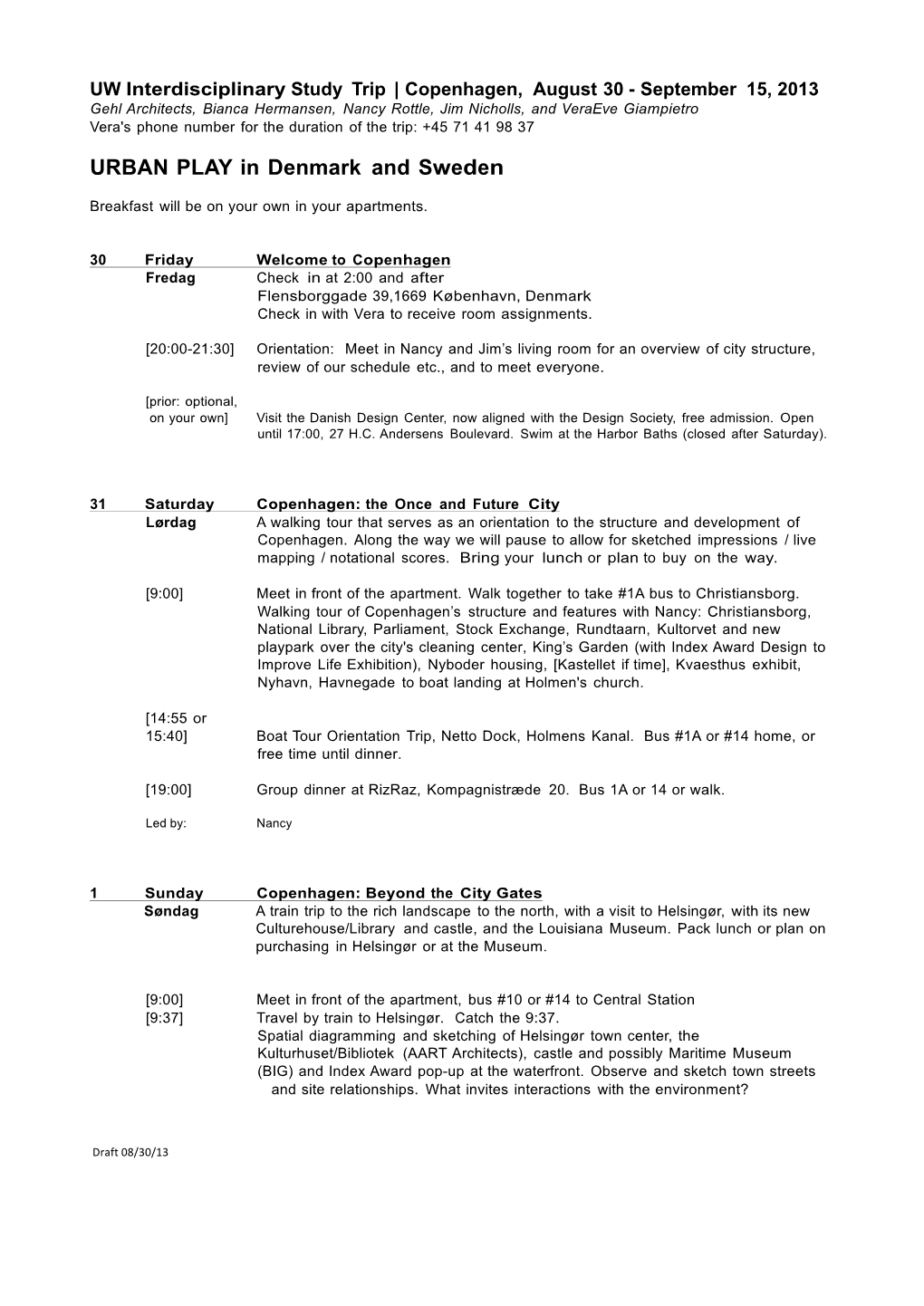 Travel Study Itinerary