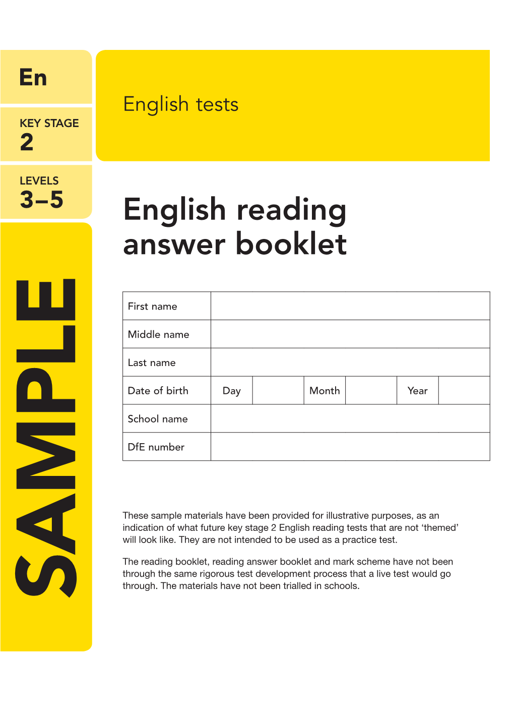 English Reading Answer Booklet