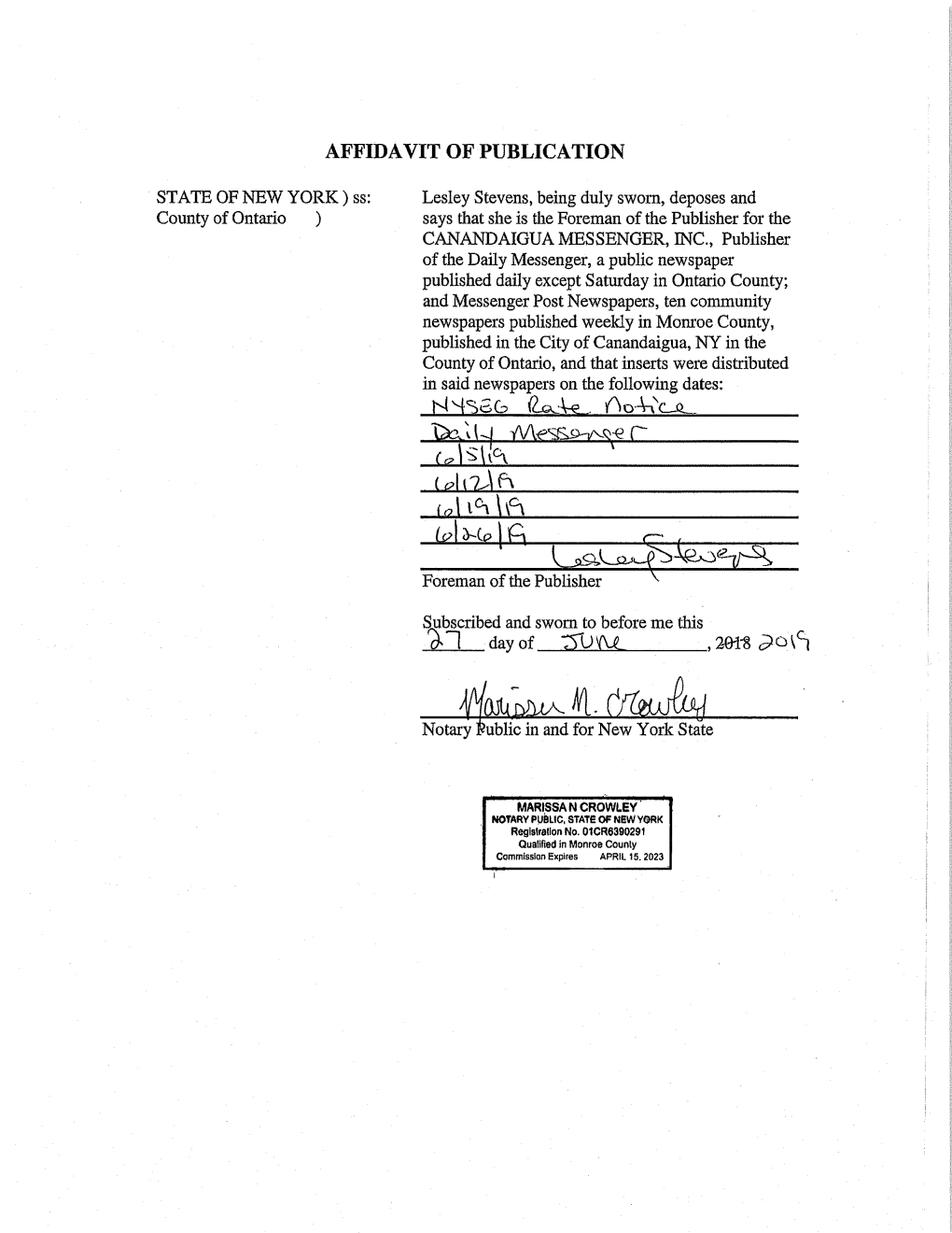 AFFIDAVIT of PUBLICATION C,Isltok Tot