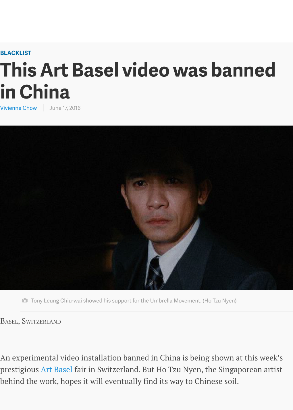 This Art Basel Video Was Banned in China Vivienne Chow June 17, 2016