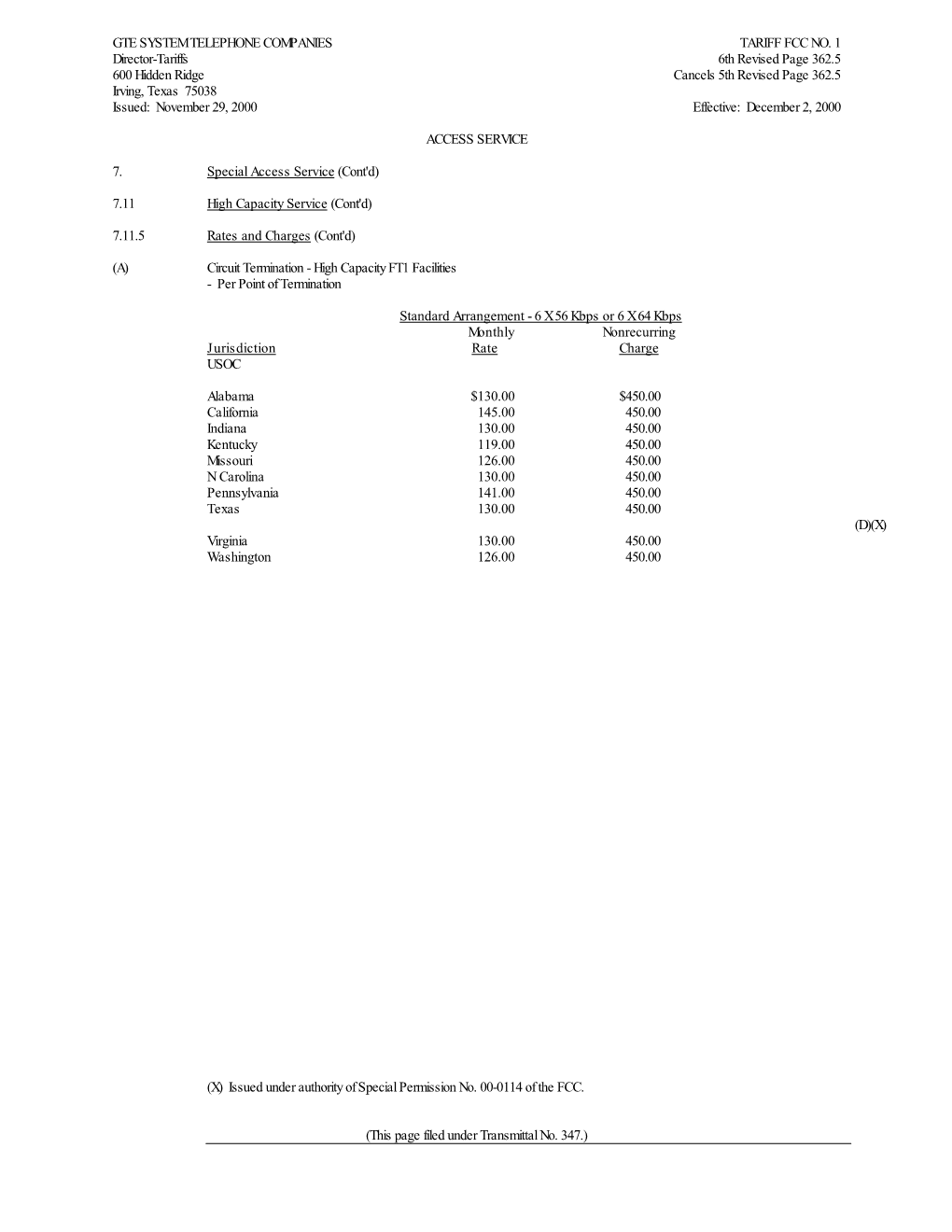 Gte System Telephone Companies Tariff Fcc No. 1