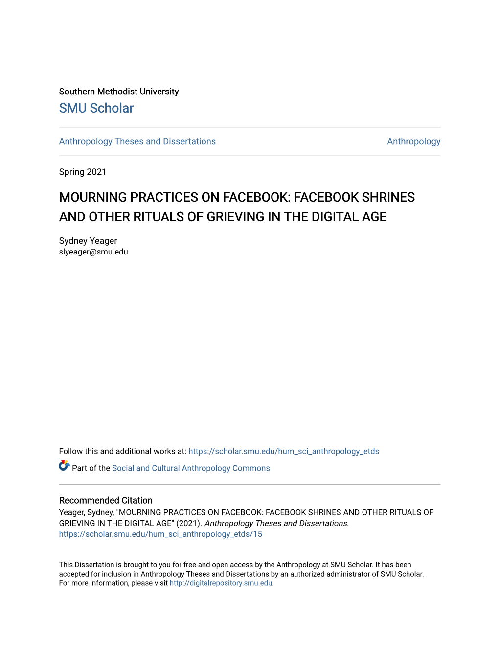 Mourning Practices on Facebook: Facebook Shrines and Other Rituals of Grieving in the Digital Age