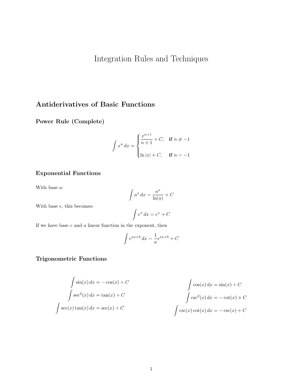 Integration Rules and Techniques