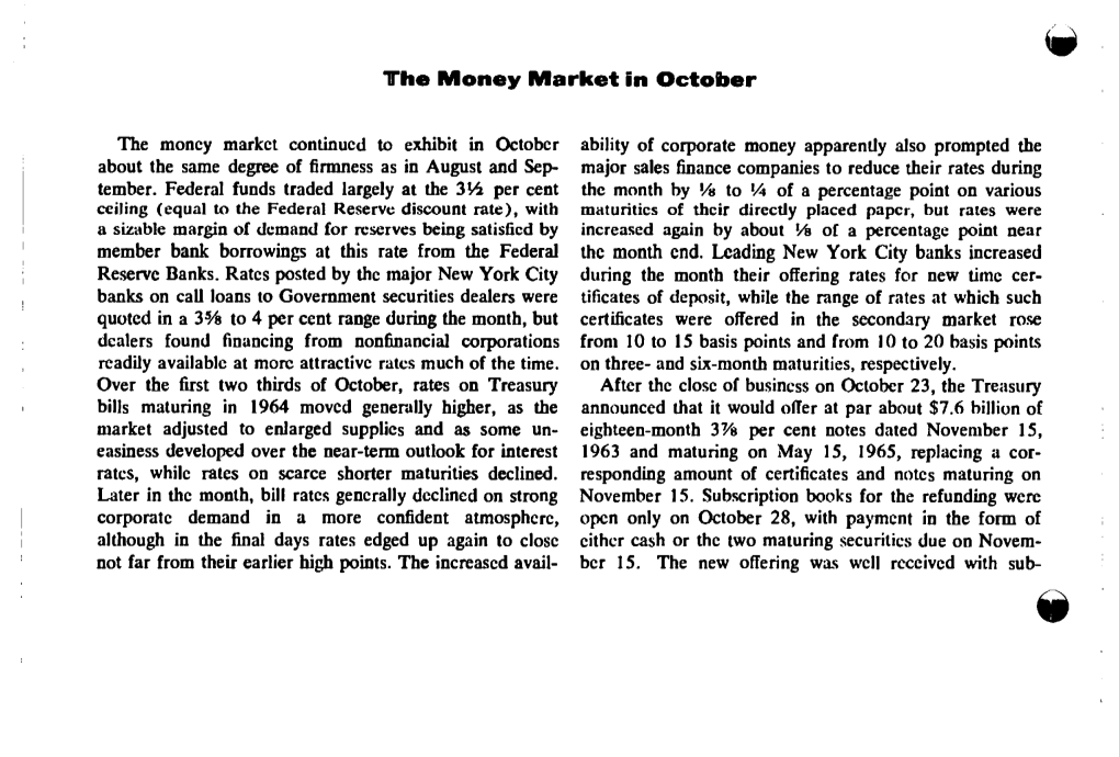 The Money Market in October 1963