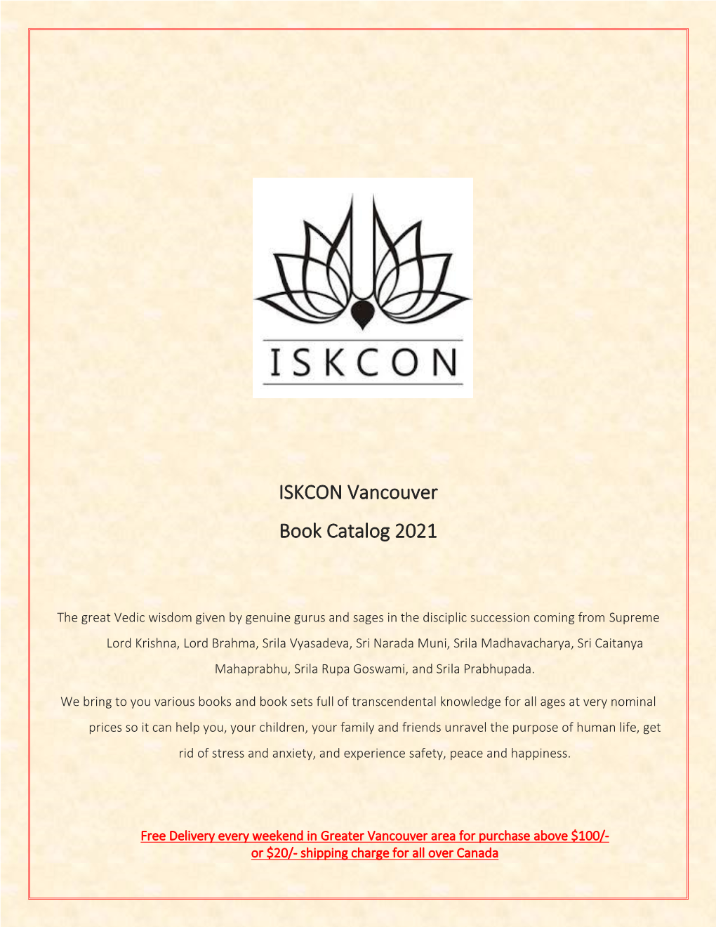 ISKCON Vancouver Book Catalog 2021