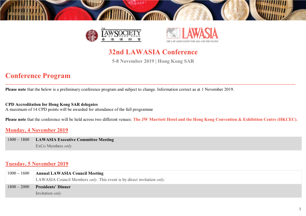 32Nd LAWASIA Conference Conference Program