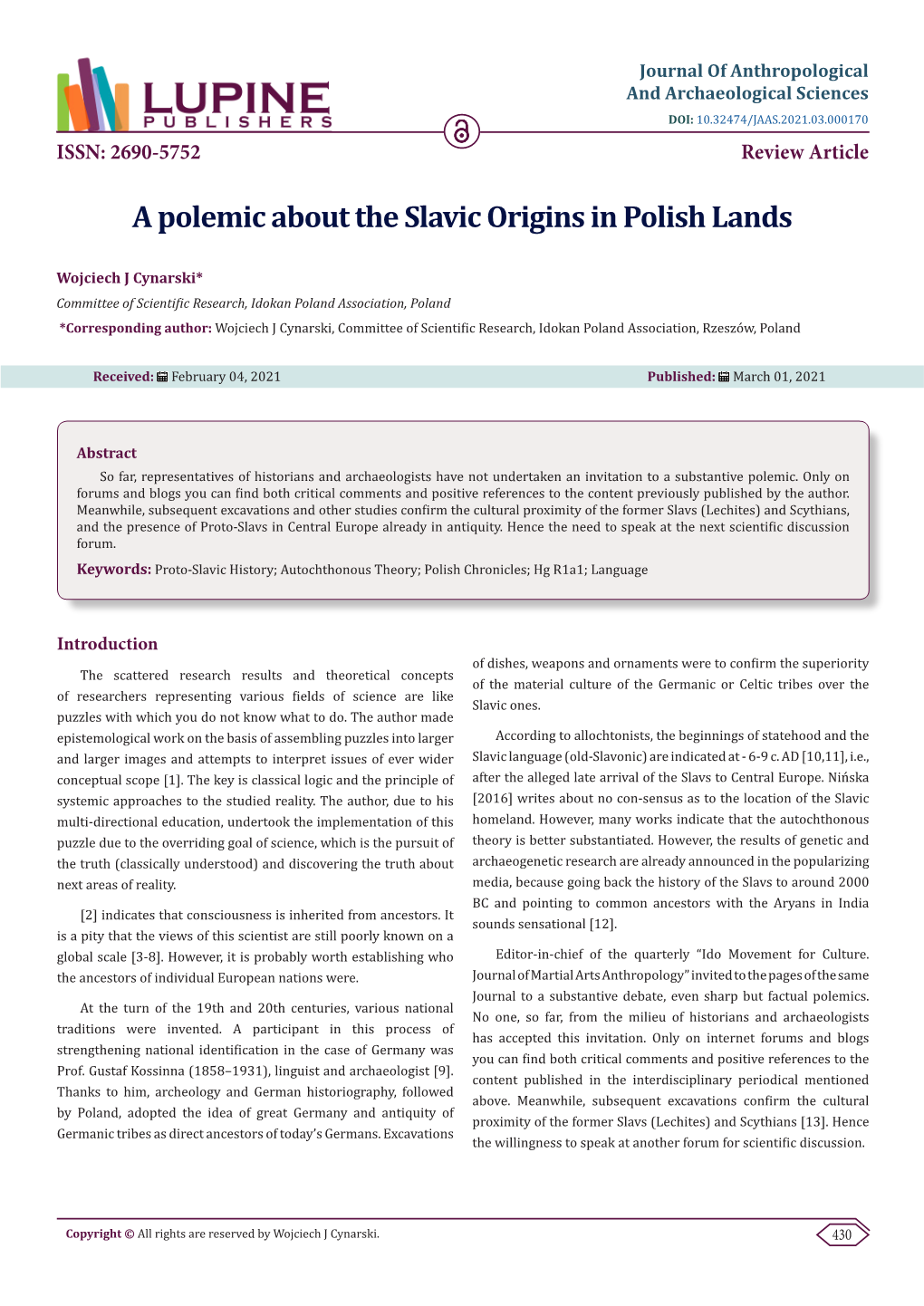 A Polemic About the Slavic Origins in Polish Lands