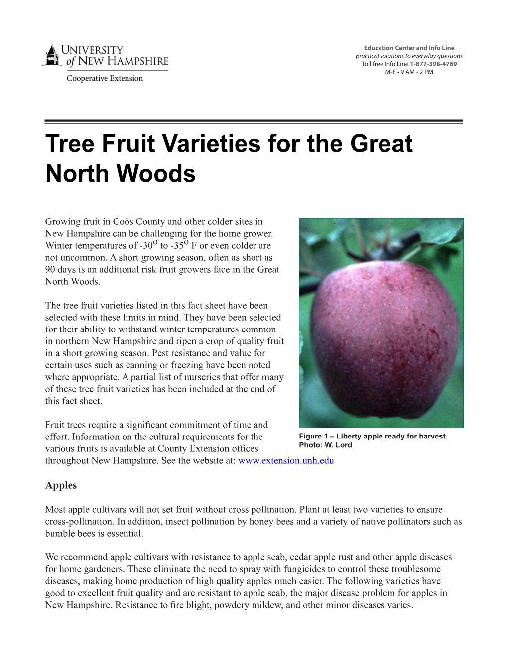 Tree Fruit Varieties for the Great North Woods