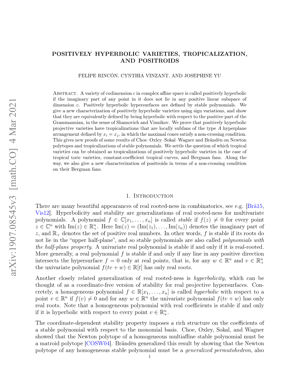 Arxiv:1907.08545V3 [Math.CO] 4 Mar 2021