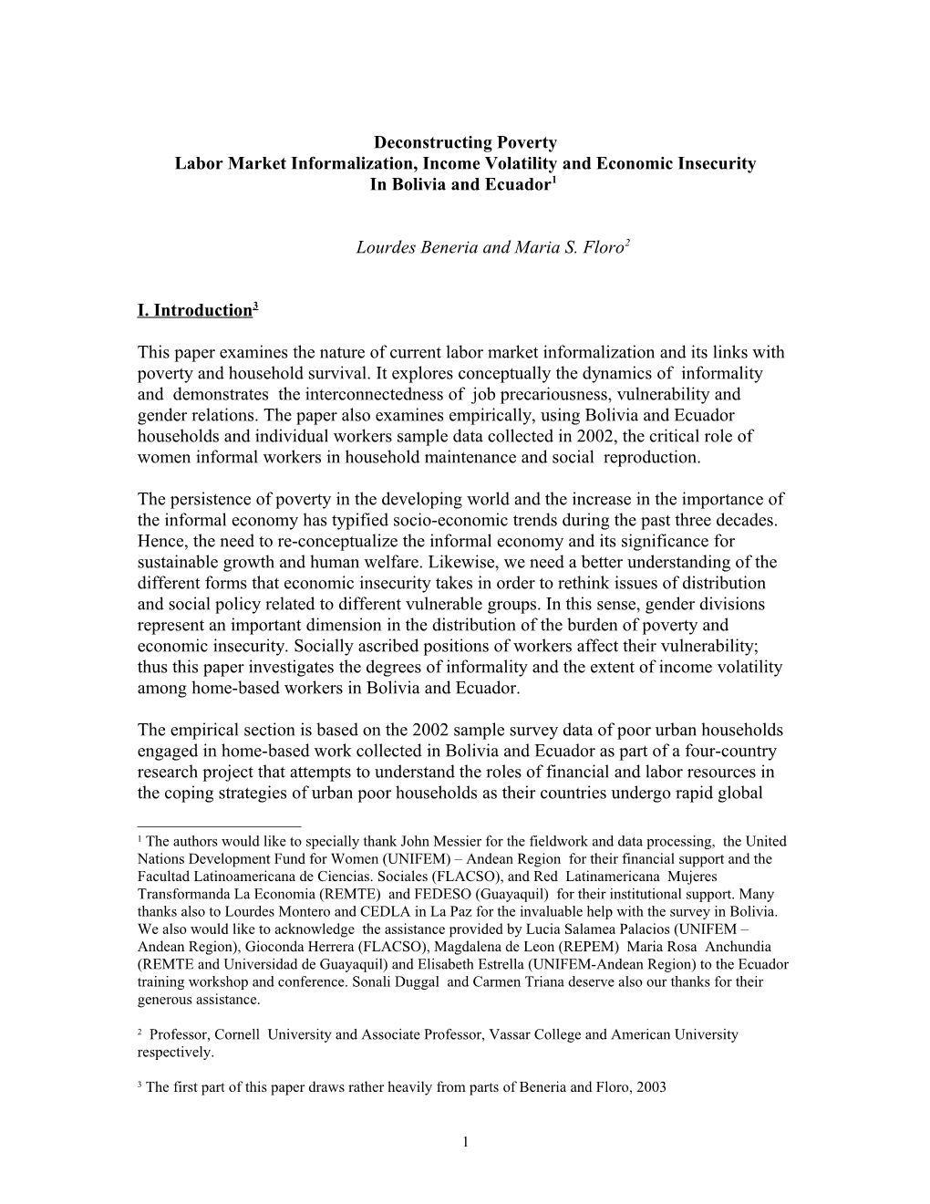 Labor Market Informalization, Income Volatility and Economic Insecurity