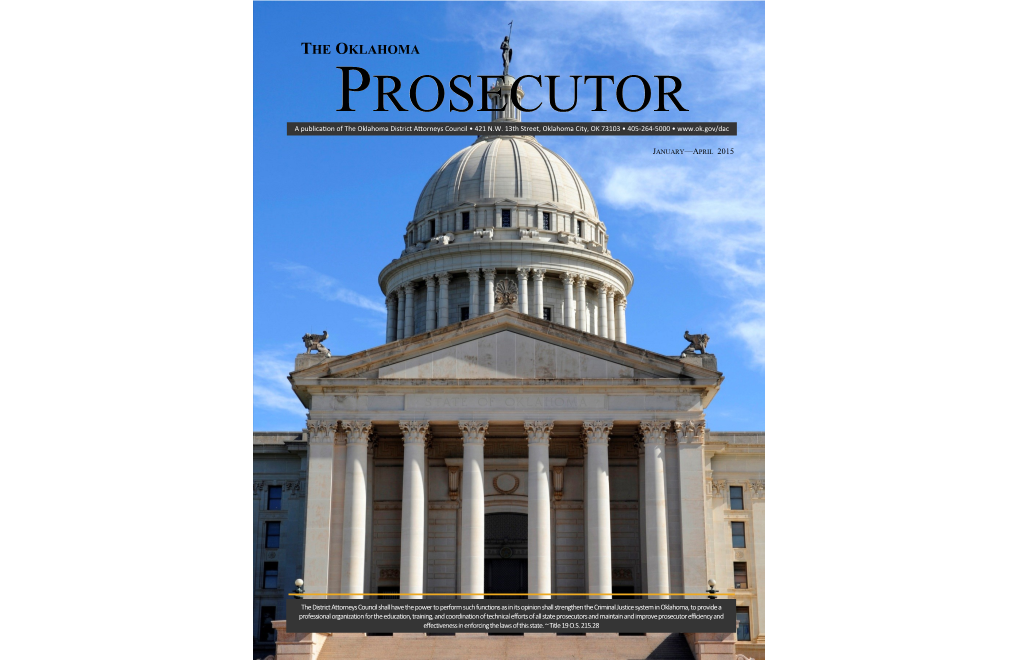 PROSECUTOR a Publication of the Oklahoma District Attorneys Council • 421 N.W