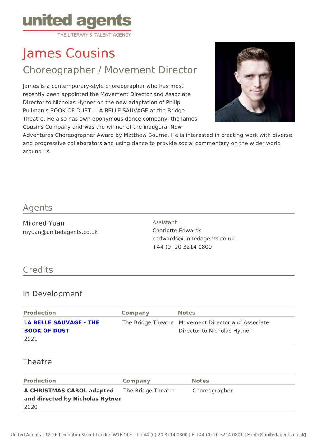 James Cousins Choreographer / Movement Director