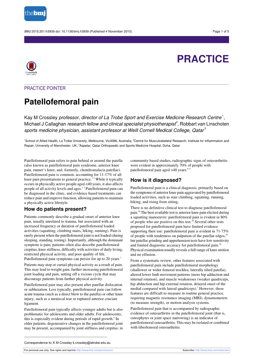 Patellofemoral Pain