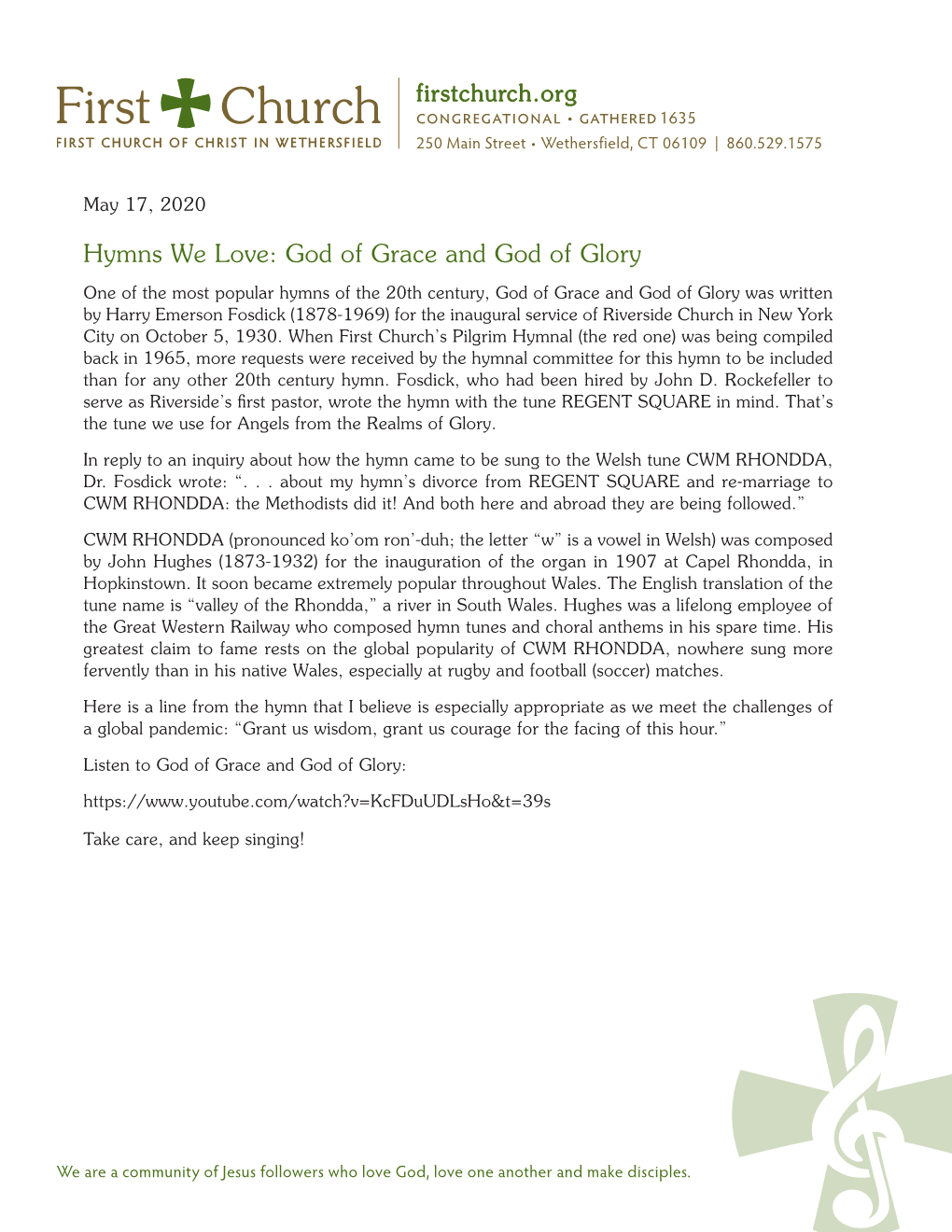 Hymns We Love: God of Grace and God of Glory