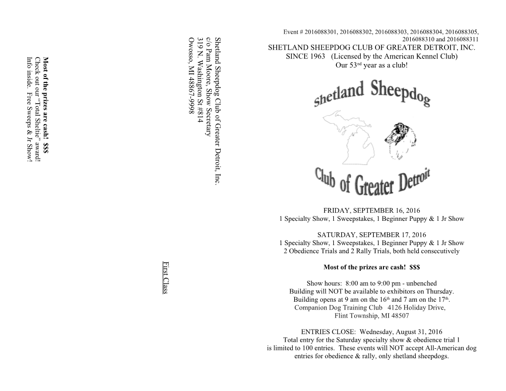 Shetland Sheepdog Club of Greater Detroit, Inc