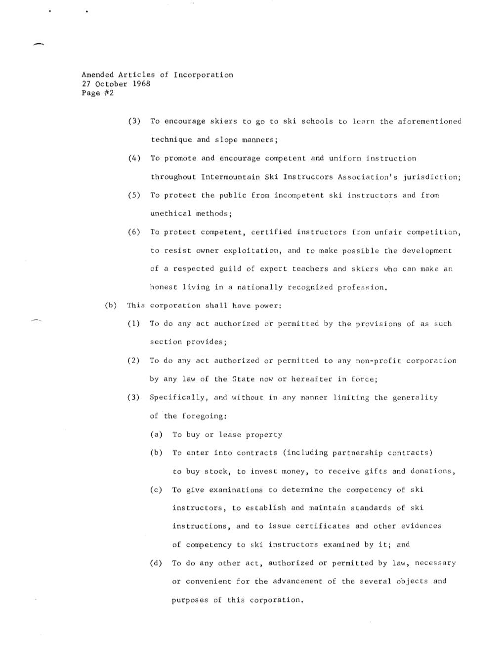 Amended Articles of Incorporation 27 October 1968 Page #2