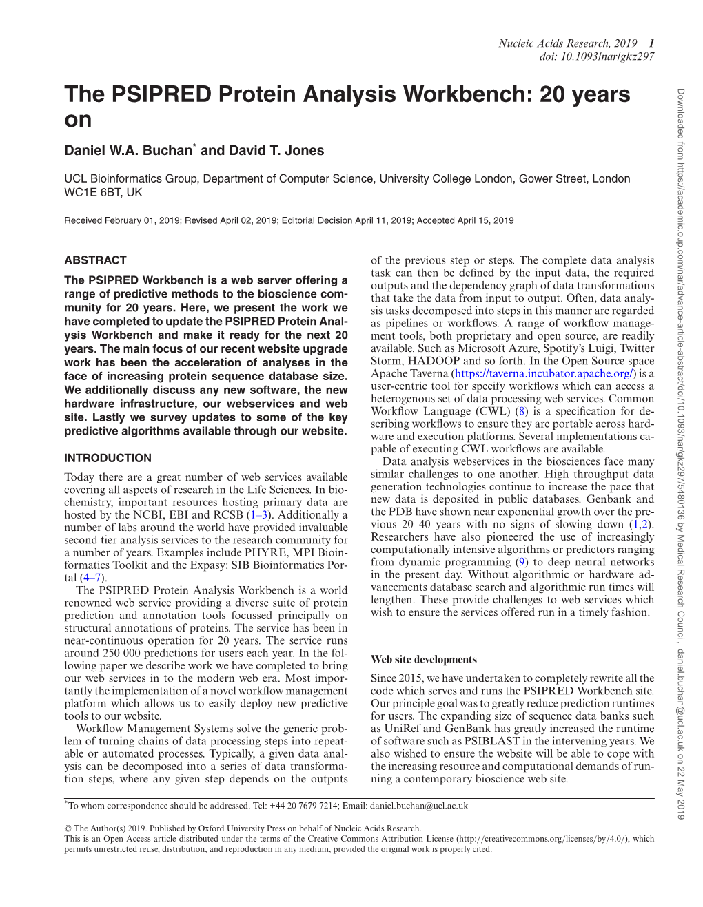 The PSIPRED Protein Analysis Workbench