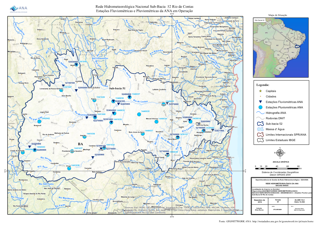 Rede Hidrometeorológica Nacional Sub-Bacia 52 Rio De Contas