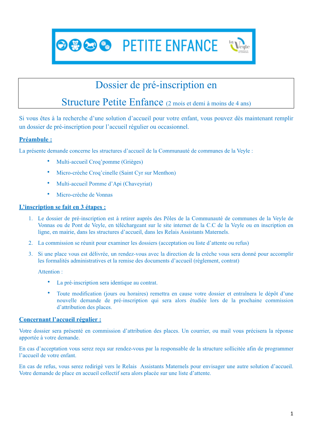 Dossier De Pré-Inscription En