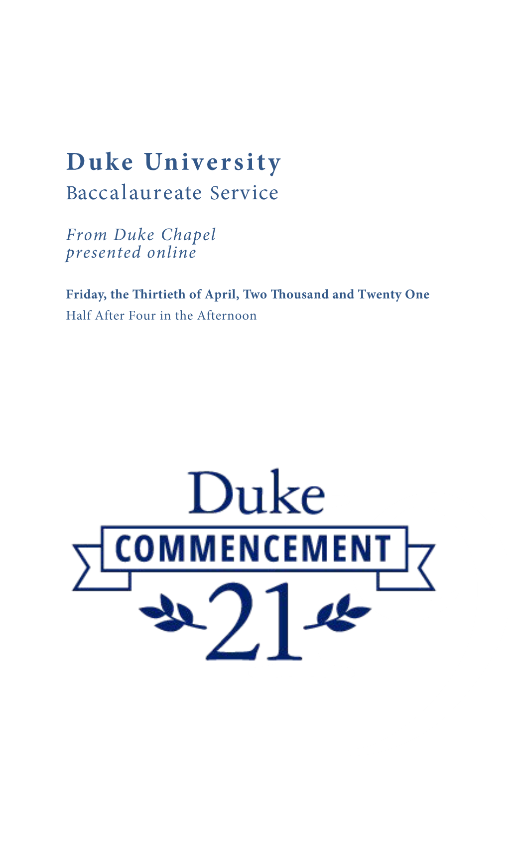 Baccalaureate Service Program 2021