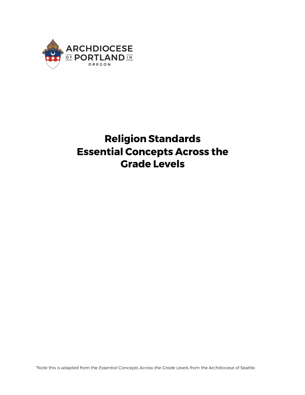 Religion Standards Essential Concepts Across the Grade Levels