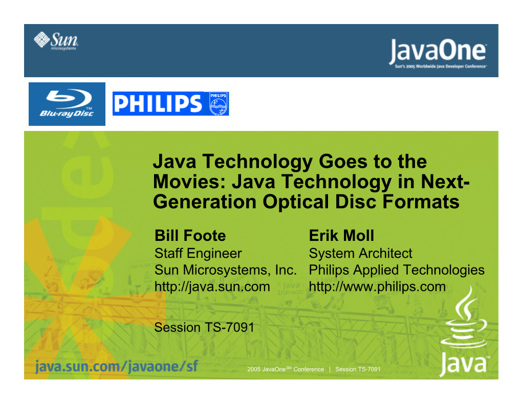 Java Technology in Next- Generation Optical Disc Formats