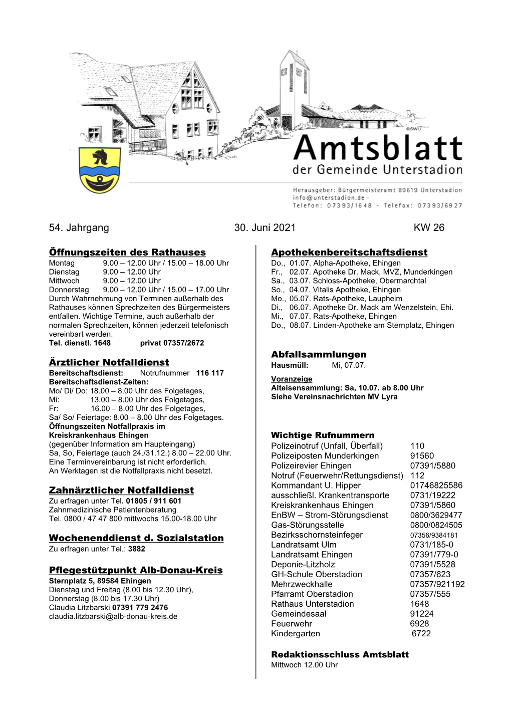 54. Jahrgang 30. Juni 2021 KW 26