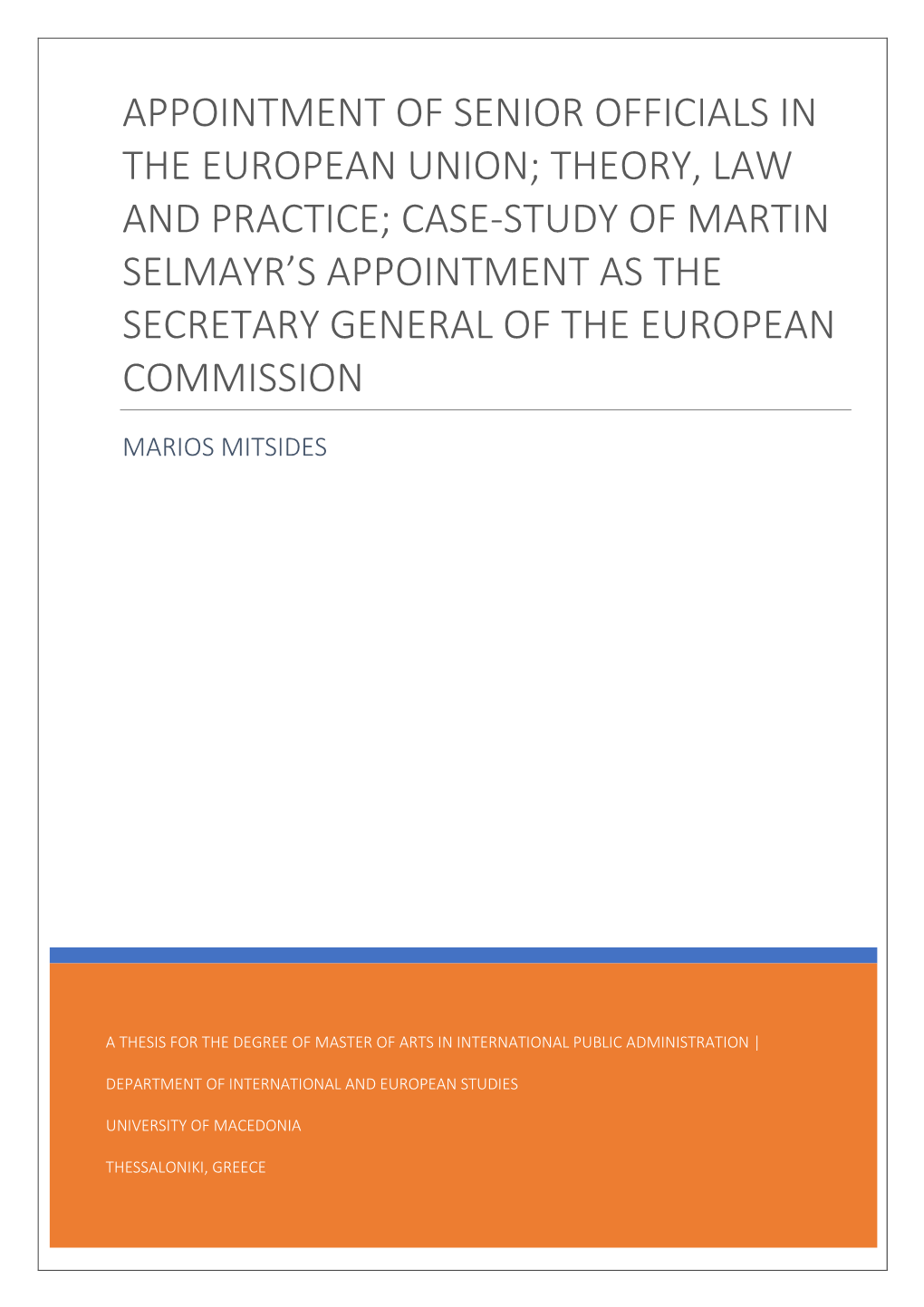 Case-Study of Martin Selmayr's Appointment As