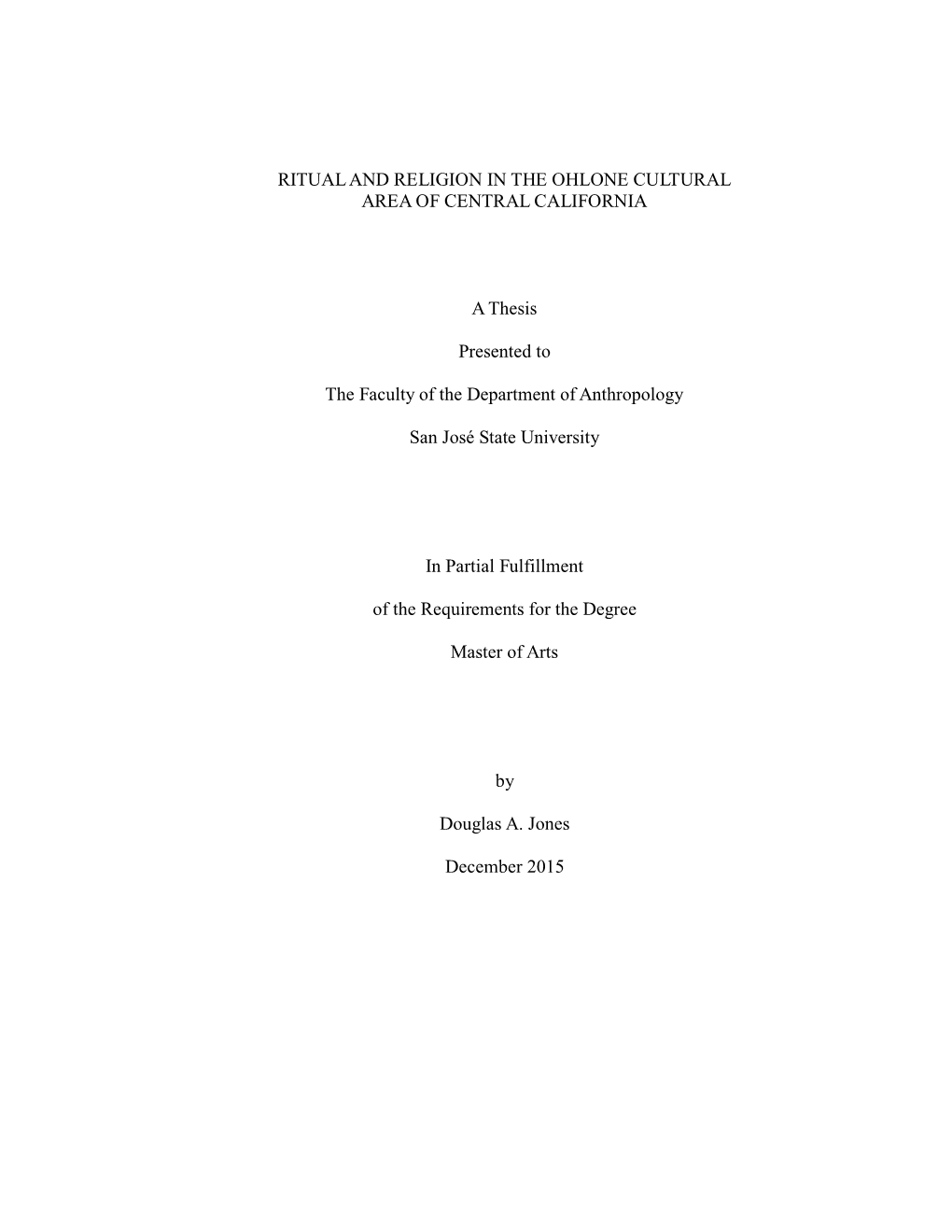 Ritual and Religion in the Ohlone Cultural Area of Central California