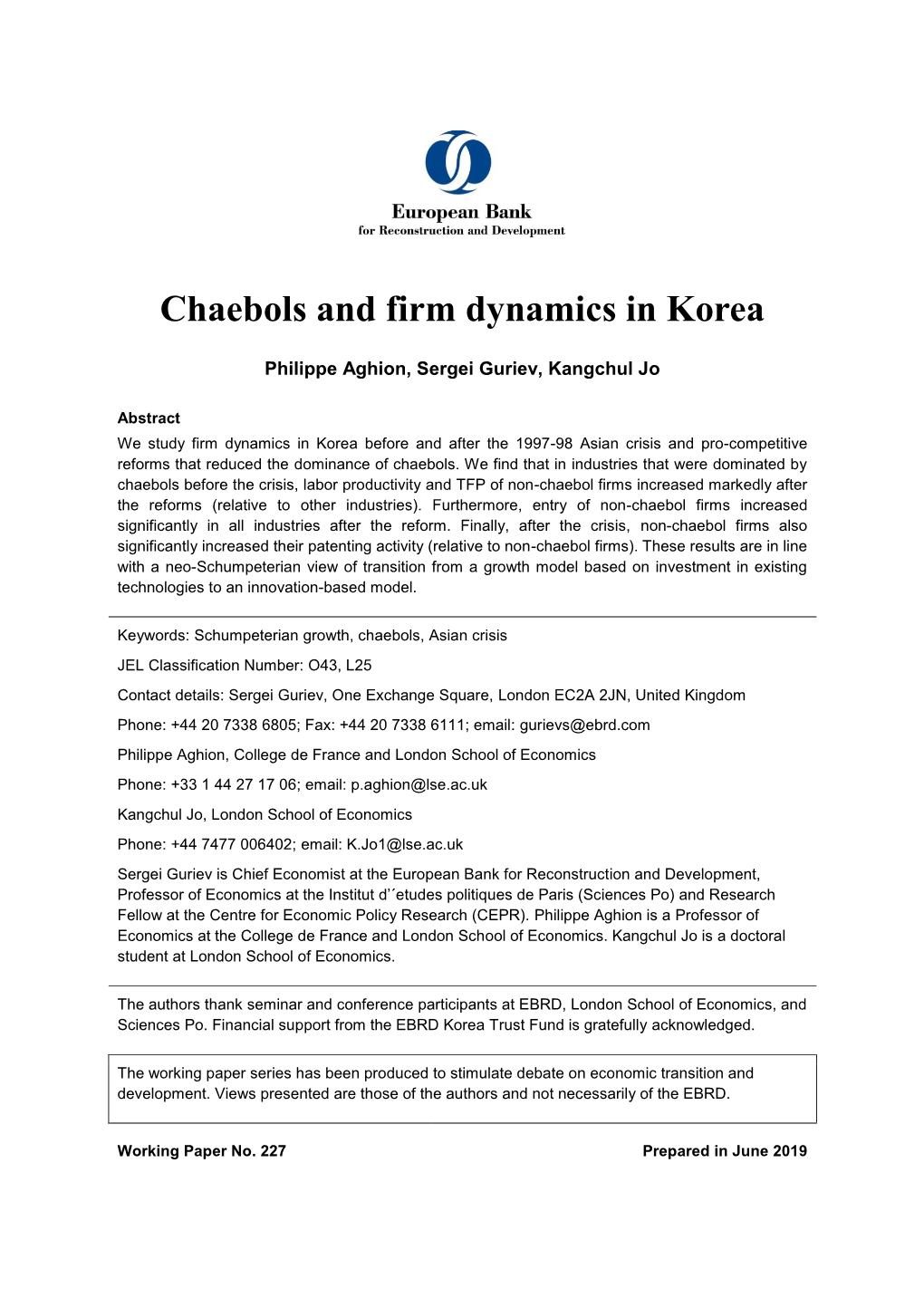 Chaebols and Firm Dynamics in Korea