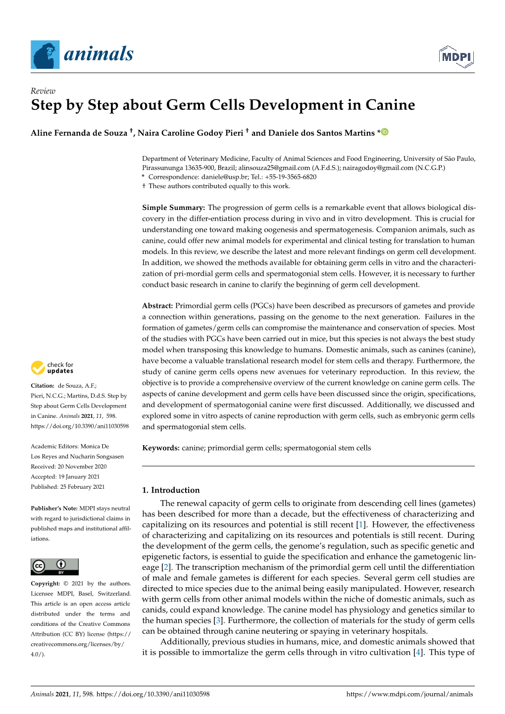 Step by Step About Germ Cells Development in Canine