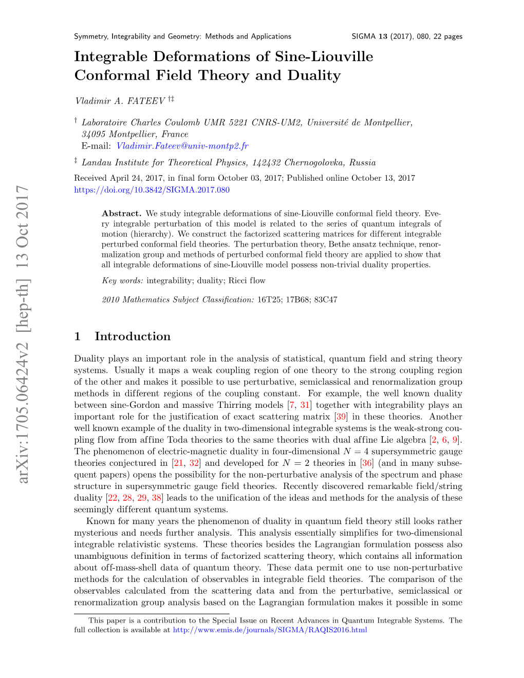 Integrable Deformations of Sine-Liouville Conformal Field Theory and Duality