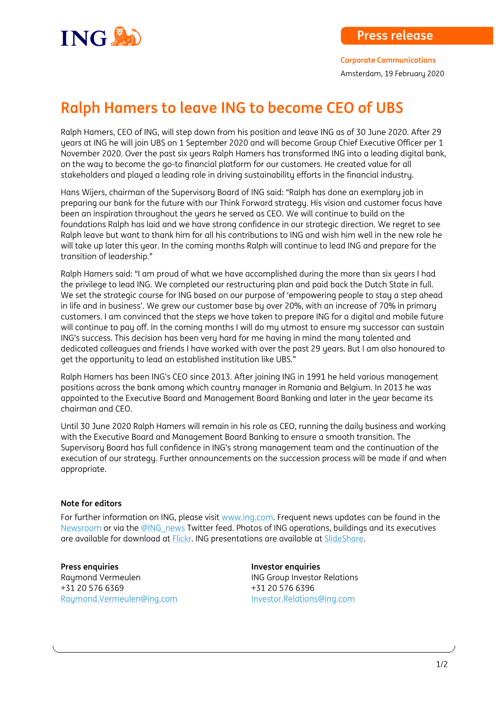 ING Pressrelease