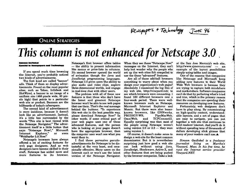 This Column Is Not Enhanced for Netscape 3.0