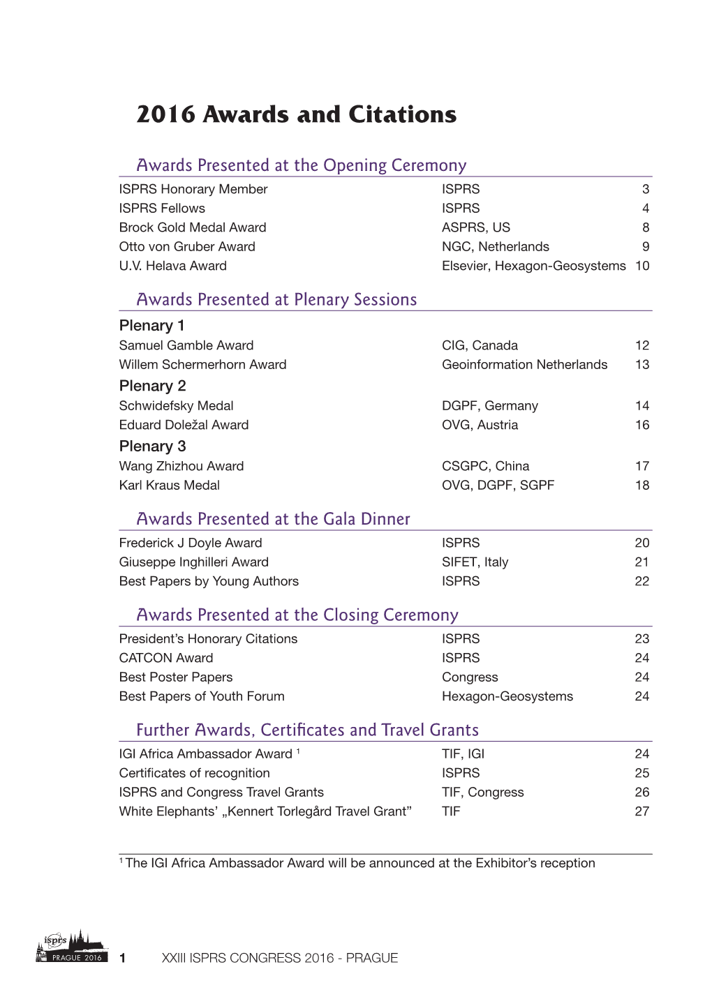 ISPRS Awards 2016