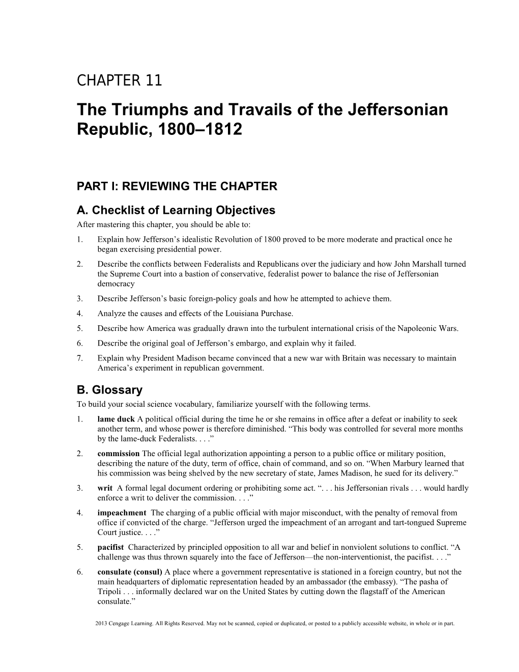 The Triumphs and Travails of the Jeffersonian Republic, 1800 1812